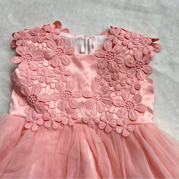 2/$25 Baby Girl Tutu Dress Tulle Gowns Peach Flower Occasion Lined Chiffon 6-9mo - Picture 15 of 17